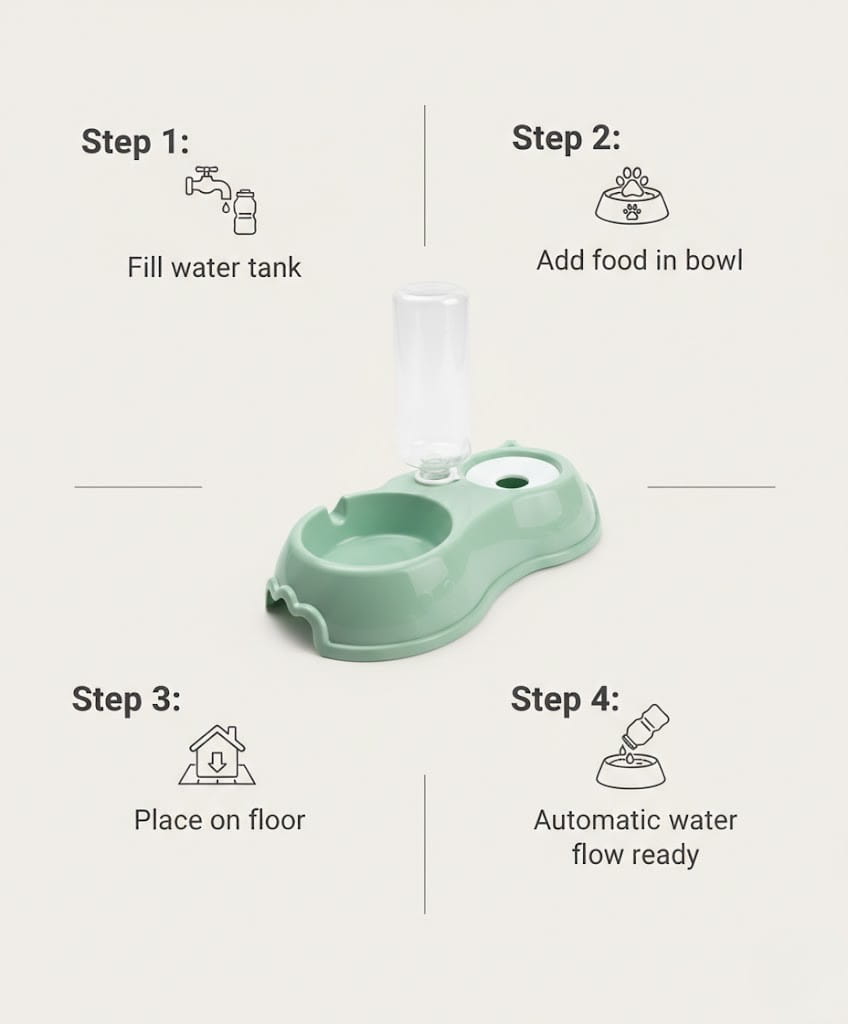 Automatic Feeding Bowl with Water Dispenser – 2-in-1 Pet Feeder