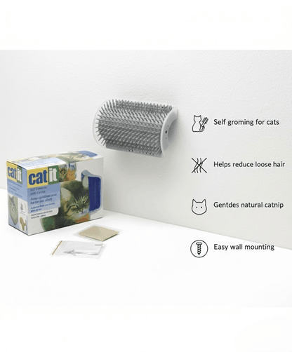 Catit product with packaging and features listed on a white background