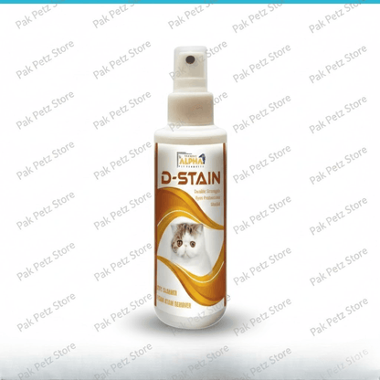 D-Stain pet cleaner spray bottle on a white background with 'Pak Petz Store' branding.