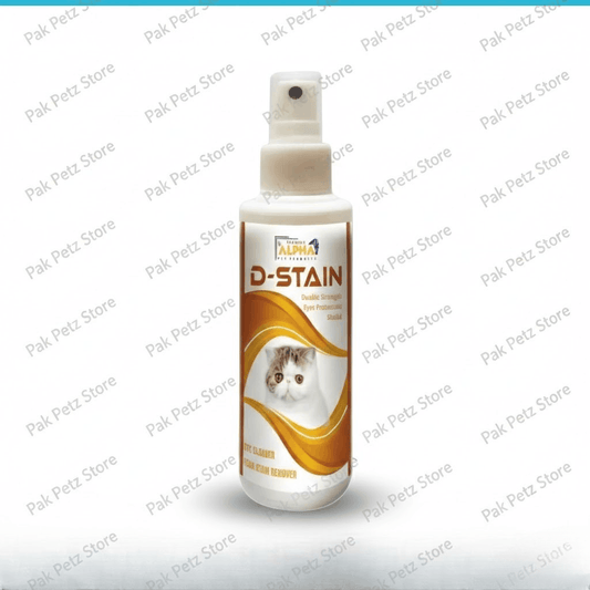 D-Stain pet cleaner spray bottle on a white background with 'Pak Petz Store' branding.