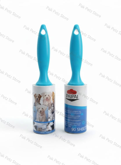 Two blue pet grooming brushes with dog images on a white background