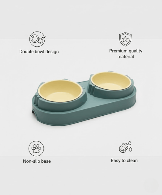 Premium Double Cat Bowl – Elevated  Food & Water Bowls