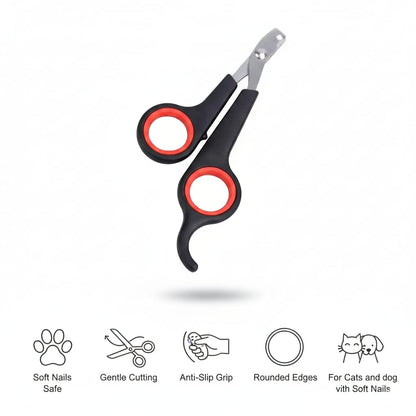 Pet nail clippers with red accents on a white background