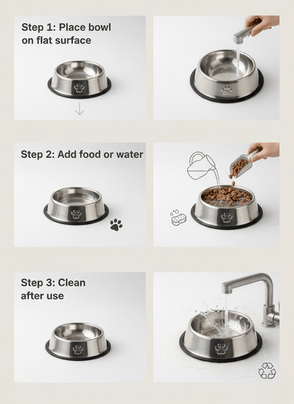 Steel Cat & Dog Bowl – Medium Size Stainless Steel Feeding Bowl