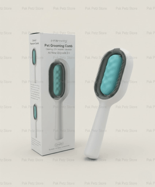 Pet grooming comb with packaging on a white background