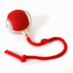 Red ball with a string on a white background