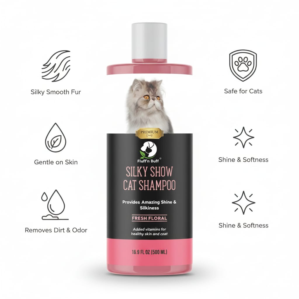 Silky Show Cat Shampoo – Gentle Formula for Shiny, Soft Coat - Pak Petz StoreSilky Show Cat Shampoo – Gentle Formula for Shiny, Soft Coat