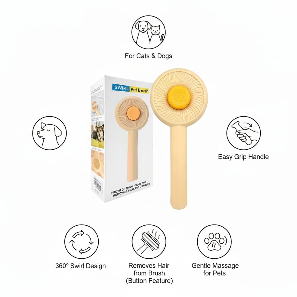 Swirl Pet Brush – Push - Button Hair Removal for Cats & Dogs - Pak Petz StoreSwirl Pet Brush – Push - Button Hair Removal for Cats & Dogs