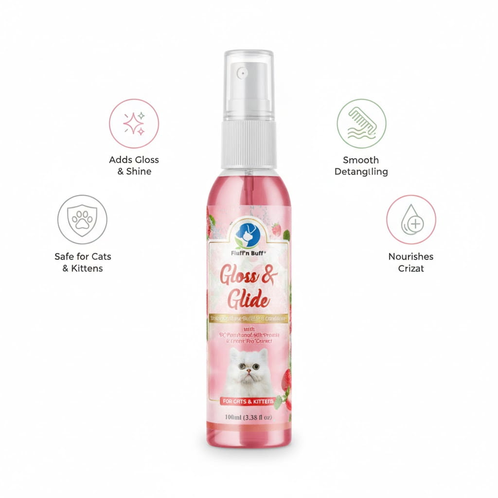 Gloss & Glide Spray Strawberry Scented – Detangling & Shine for Cats