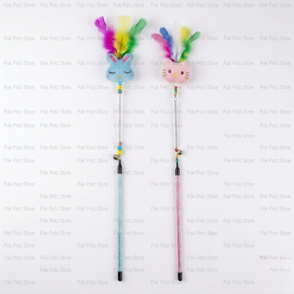 Cat Toy Stick with Feathers – Interactive Teaser Wand
